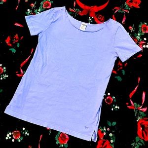 VS PINK Boat Neck Periwinkle Tee. Nice Stretch Runs Big. Size XS.